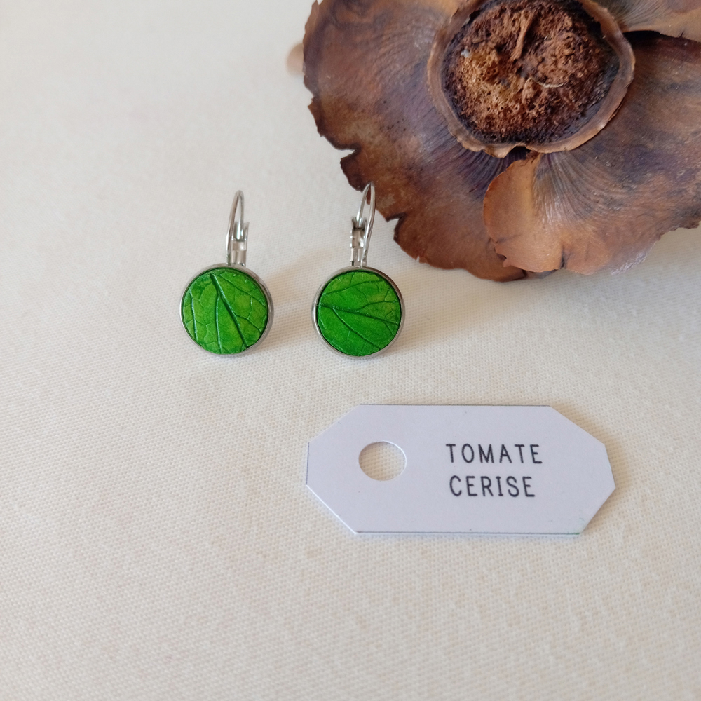 boucles d'oreille dormeuses à planter modibulle vert anglais graines de tomates cerise