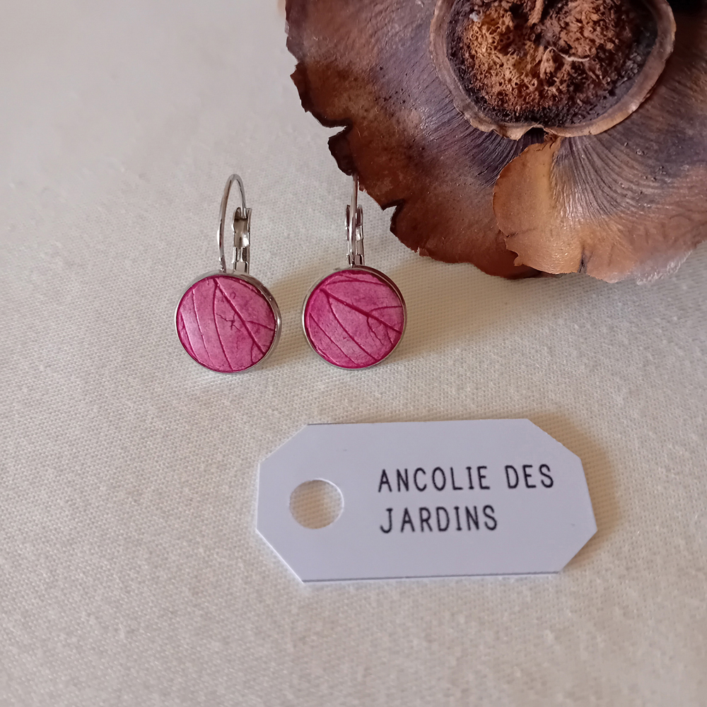 boucles d'oreilles à planter Modibulle contenant des graines d'ancolie des jardins et de couleur rose fuchsia