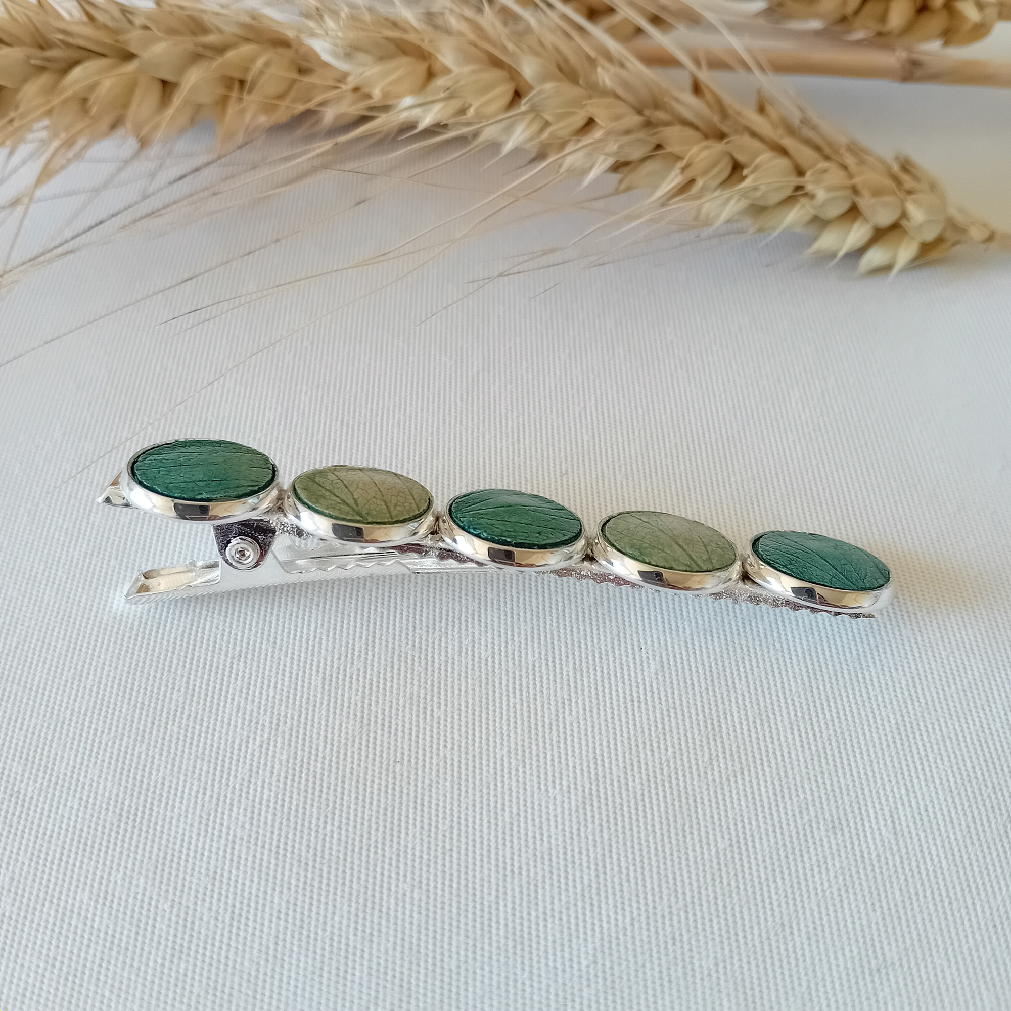 Barrette à planter - pince crocodile - Basilic cannelle - Vert canard – Image 3